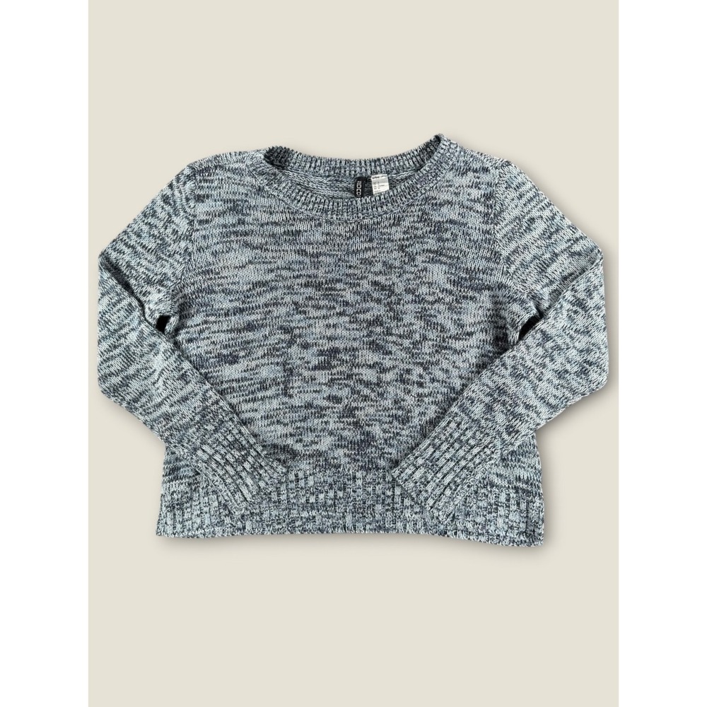 HM Divided Womens Marled Knit Crewneck Sweater Blue White Space Dye Medium